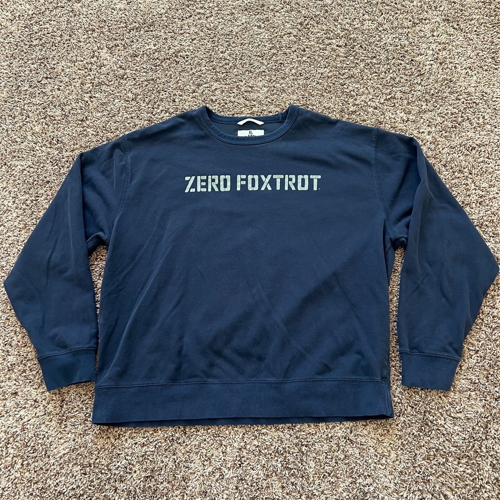 Zero Foxtrot Sweatshirt Men's XL Blue Crewneck Sweater Pullover French Terry Gym